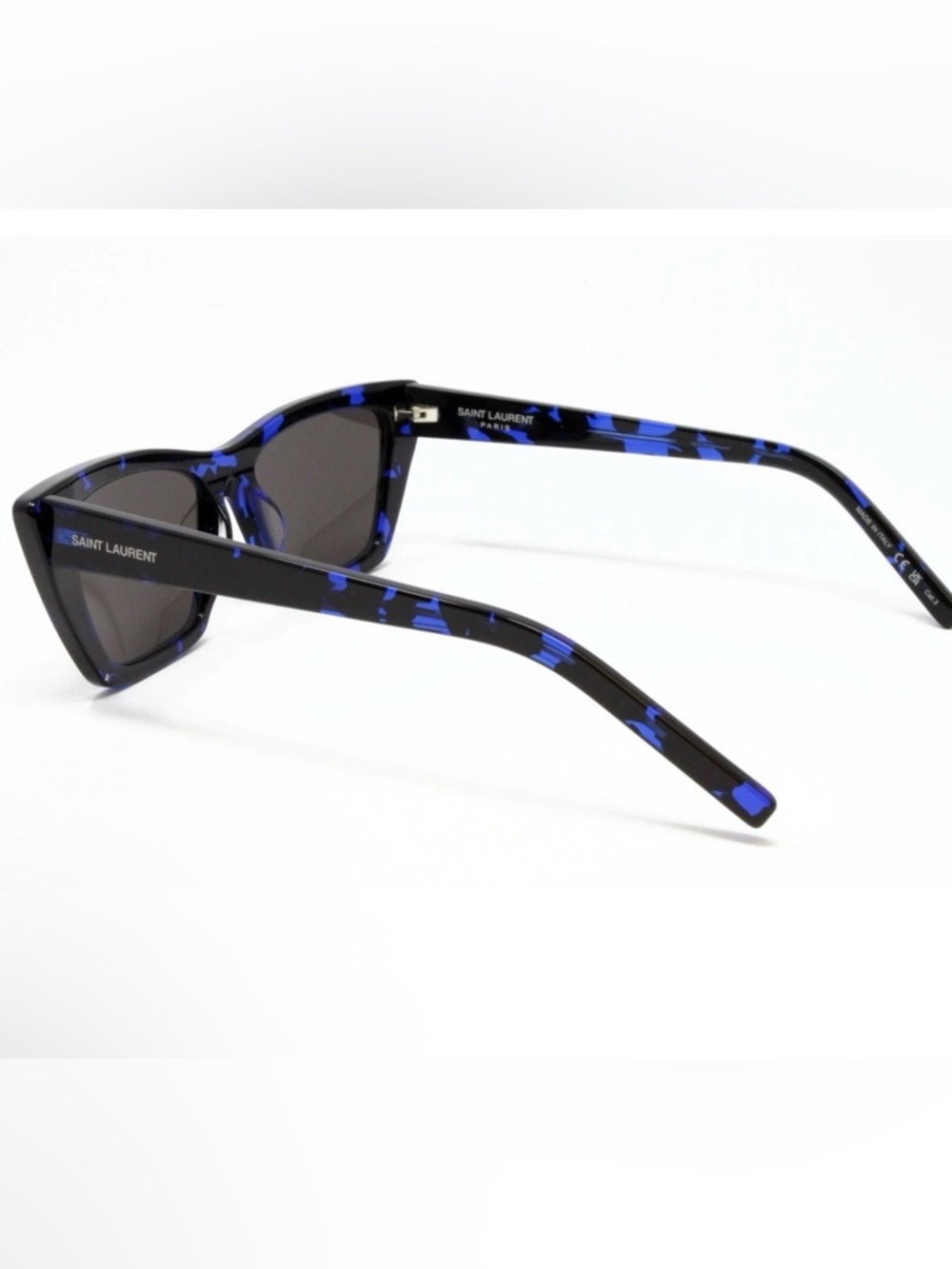 Saint Laurent Black Frame Sunglasses with Blue Tortoise Accents New with case - Picture 5 of 5